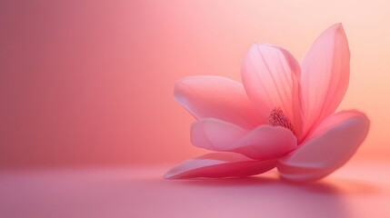 Obraz premium A delicate pink flower is softly illuminated in a glow