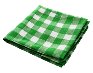 green checkered tablecloth isolated on transparent background