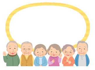 高齢者のグループ　コピースペース　シニア　後期高齢者