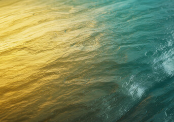 Fototapeta premium Golden and Teal Ocean Wave Texture at Sunset