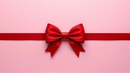 A red bow tie on top of pink background.