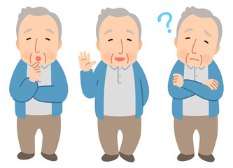 高齢男性　表情ポーズ　シニア　高齢者　後期高齢者