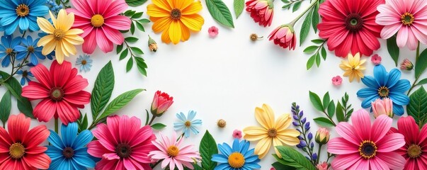 Obraz premium Colorful floral elements intertwined in a seamless arrangement, botanical, design, texture