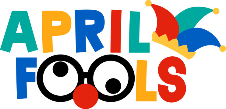 April fools day word with jester hat illustration