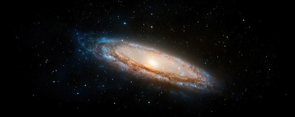 Obraz premium Dark sky concept. A stunning spiral galaxy viewed from deep space, showcasing vibrant colors and stars.