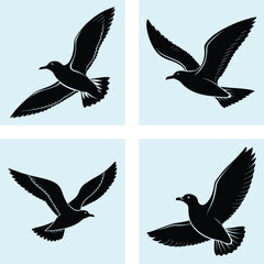 Obraz premium Flying Seagull Silhouette vector illustration