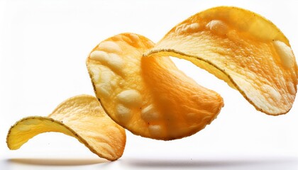 potato chips flying isolated on isolated white background