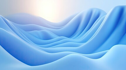 Obraz premium Abstract Blue Wave Landscape Digital Art Smooth Wavy Hills Background 3D Render
