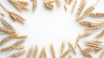 Wheat border, white background, harvest, food, template