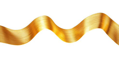 Gold shiny ribbon isolated on transparent background