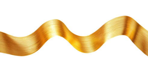 Gold shiny ribbon isolated on transparent background