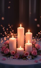 An image of some candles and flowers.