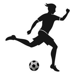 Black Silhouette of a Soccer Player with a ball vector illustration isolated on a transparent background