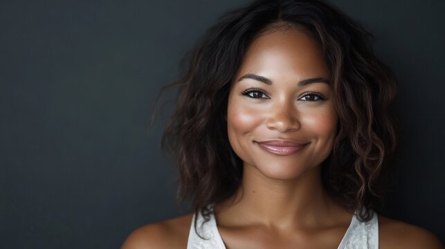 Portrait of a woman with a confident smile emphasizing the importance of self care