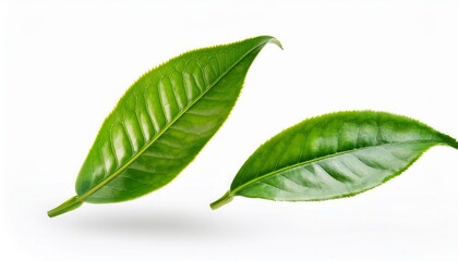 Obraz premium Tea leaf flying isolated on isolated white background