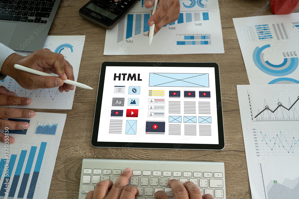 Poster a creative person works on web design to build responsive websites and digital applications. website
