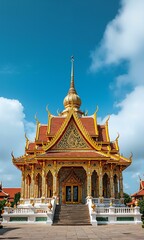 Fototapeta premium Beautiful temple with golden accents and pillars.
