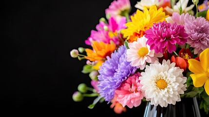 Obraz premium Vibrant Bouquet of Mixed Flowers with Colorful Petals and Greenery