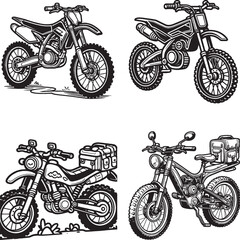 "Set of Four Unique Detailed TrailBlaster Motorbike Illustrations"