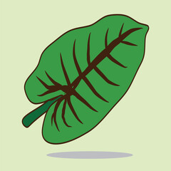 Green Tropical Leaf Illustration with Minimalist Style on Light Background