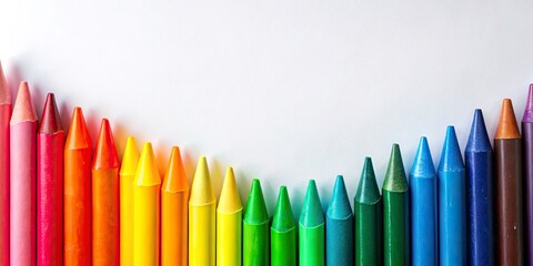 Eco-Friendly Crayon Flat Lay with Copy Space for Sustainable Design, Colorful Art Tools, and Creative Projects