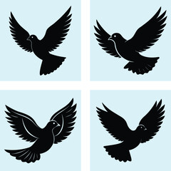 Obraz premium Flying Dove Silhouette vector illustration