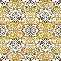 Thai art seamless pattern with golden ornament