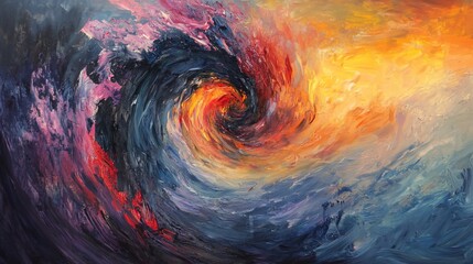 Swirling Vortex of Colors Abstract Art Painting with Energy and Motion