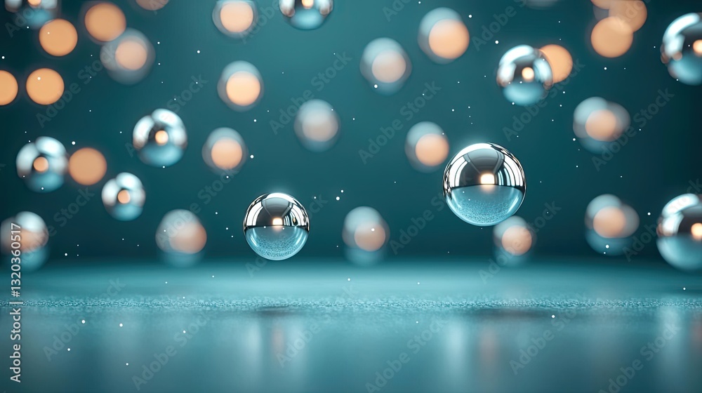 Wall mural 3d abstract art background idea. a visually stunning display of floating spheres against a blurred b