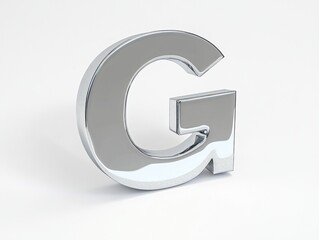 Minimalist Metal Letter G Sculpture on White Background