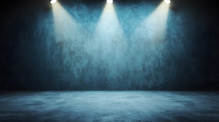 Dramatic Blue Lighting on Empty Stage with Textured Background