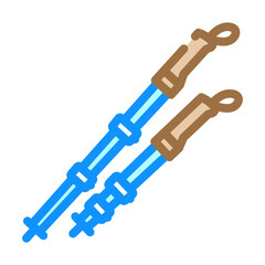 trekking poles ultralight ultralight hiking color icon vector illustration