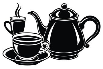 silhouette teapot and cups