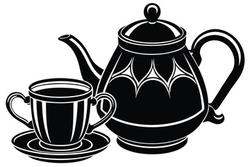 silhouette teapot and cups