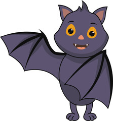 Cute Bat Character in Cartoon Design. Vector Illustration
