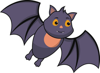 Cute Bat Character in Cartoon Design. Vector Illustration