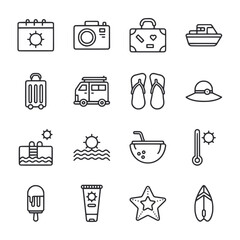 A set of icons for travel and vacation