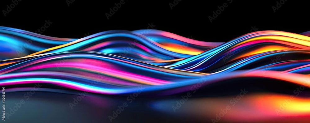 Wall mural 3d abstract art background idea. vibrant waves of color flowing in a digital abstract design, showca