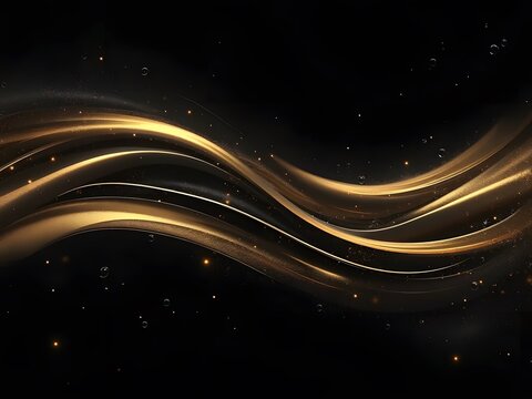 Golden Wave Lines on Deep Black: A luxurious certificate background with gold wave lines gracefully curving over a deep black backdrop. 
