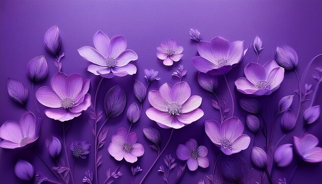 Fototapeta purple aesthetic flowers on purple background flowers wallpaper