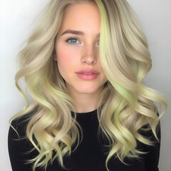 Fototapeta premium Cabello largo y radiante con un contraste fascinante de colores