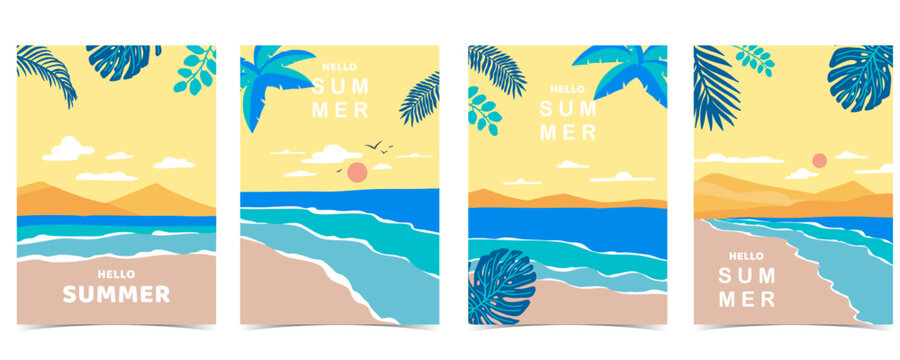 summer landscape background with beach and sand  for vertical design