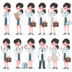 Diverse Cartoon Doctors, a Comprehensive Team of Medical Professionals