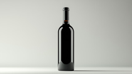 Dark Glass Wine Bottle On Neutral