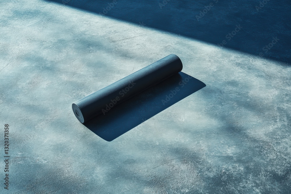 Poster Minimalist fitness roller on a flat surface with ample negative space enhancing its clean design and simple aesthetic