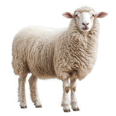 Fototapeta premium Majestic Sheep: This portrait captures a pristine sheep in its full glory, the textures of the wool and the gentle expression creating a sense of serenity and farm life.