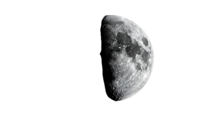 Crescent moon isolated on black and white, clipping path