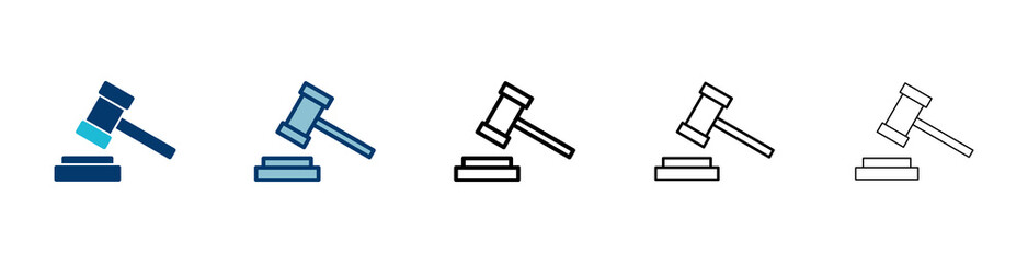 Gavel icon vector isolated on white background. Hammer icon vector. Judge Gavel Auction Icon Vector. Bid