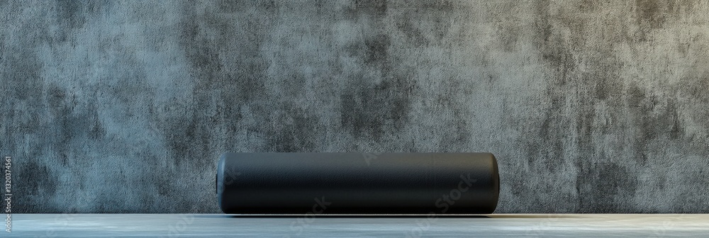 Poster fitness roller on flat surface showcasing minimalist design and ample negative space for a clean and