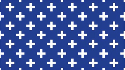 Minimalist White Plus Sign Design on Deep Blue Background. Dark Blue Texture with White Plus Sign Pattern